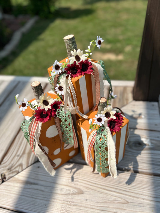 Rustic Pumpkins - set of 3